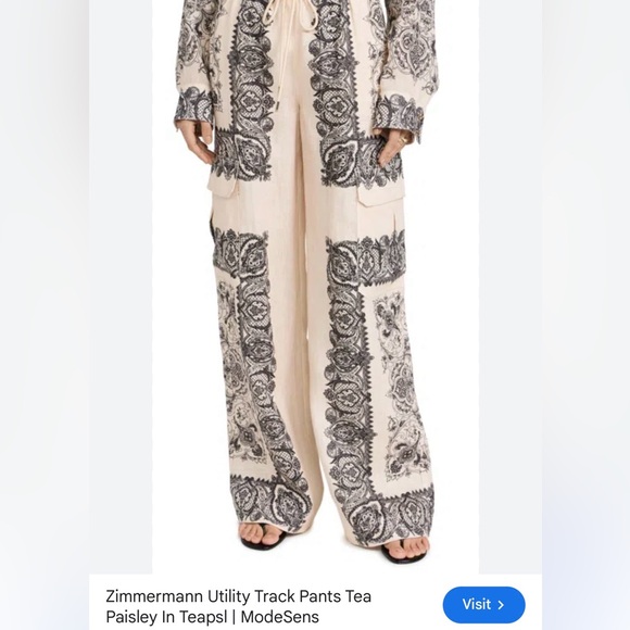 Zimmermann Black and Cream Wide Leg Pants